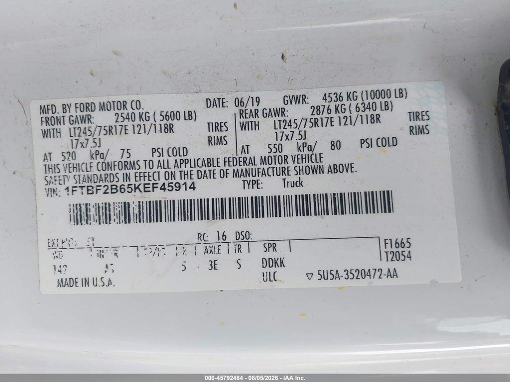 1FTBF2B65KEF45914 2019 FORD F-250 photo no. 4