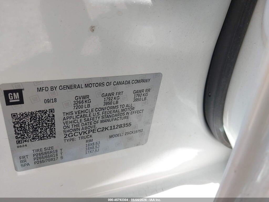 2GCVKPEC2K1128355 2019 CHEVROLET SILVERADO 1500 LD photo no. 9