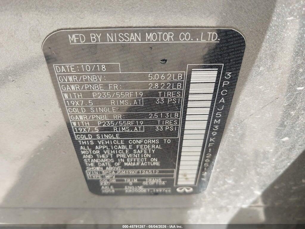 3PCAJ5M39KF126512 2019 INFINITI QX50 photo no. 9