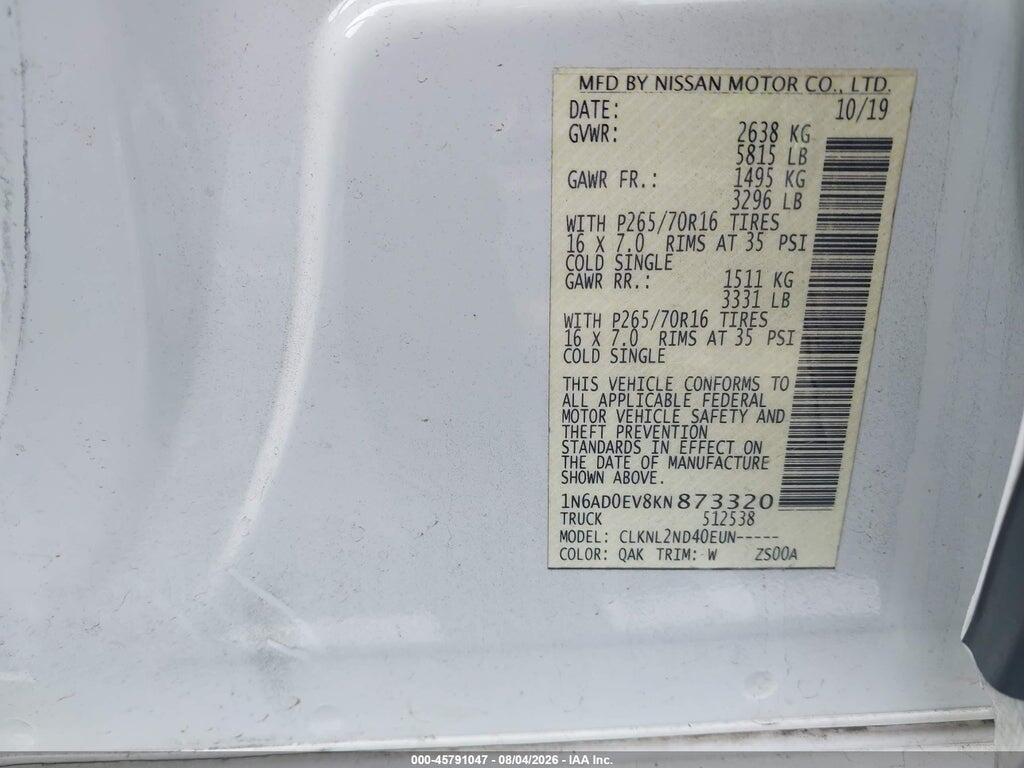 1N6AD0EV8KN873320 2019 NISSAN FRONTIER photo no. 9