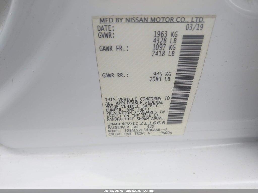 1N4BL4CV3KC211666 2019 NISSAN ALTIMA photo no. 9