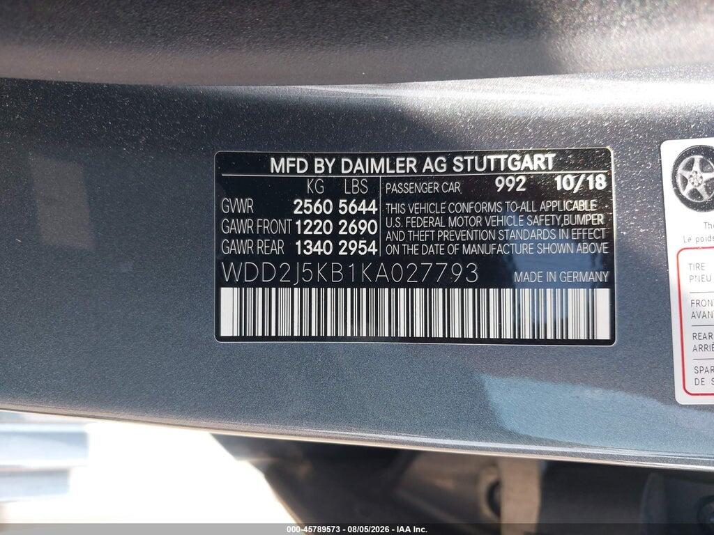 WDD2J5KB1KA027793 2019 MERCEDES-BENZ CLS 450 photo no. 9