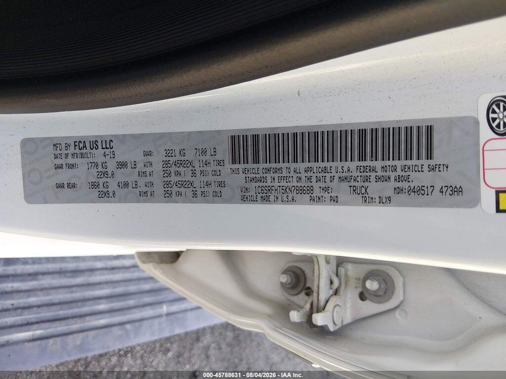 1C6SRFHT5KN788688 2019 RAM 1500 photo no. 9