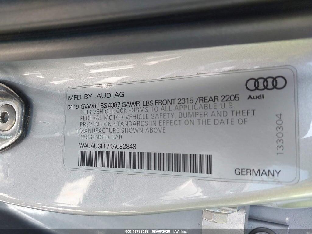 WAUAUGFF7KA082848 2019 AUDI A3 photo no. 9