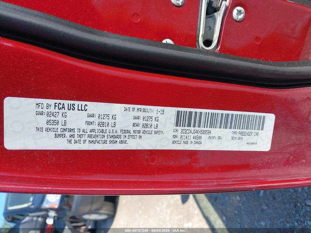 2C3CDXJG4KH589594 2019 DODGE CHARGER photo no. 9