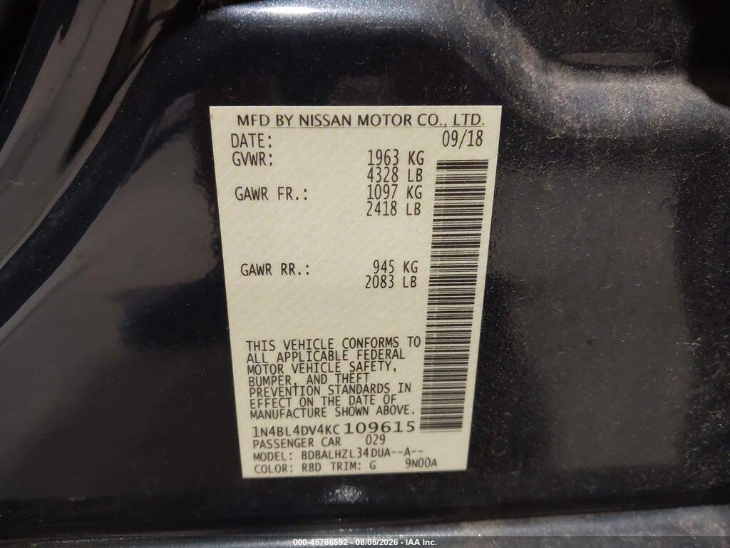1N4BL4DV4KC109615 2019 NISSAN ALTIMA photo no. 9