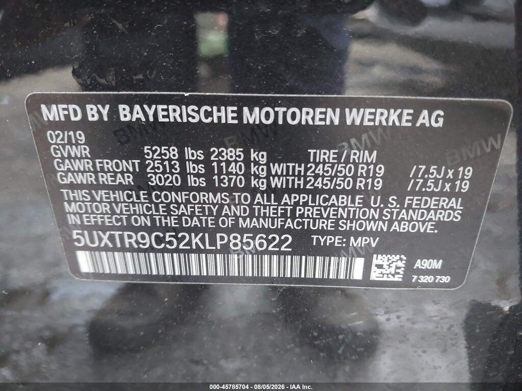 5UXTR9C52KLP85622 2019 BMW X3 photo no. 9