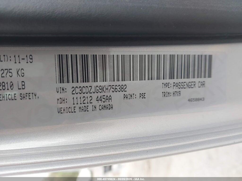 2C3CDZJG9KH756382 2019 DODGE CHALLENGER photo no. 9