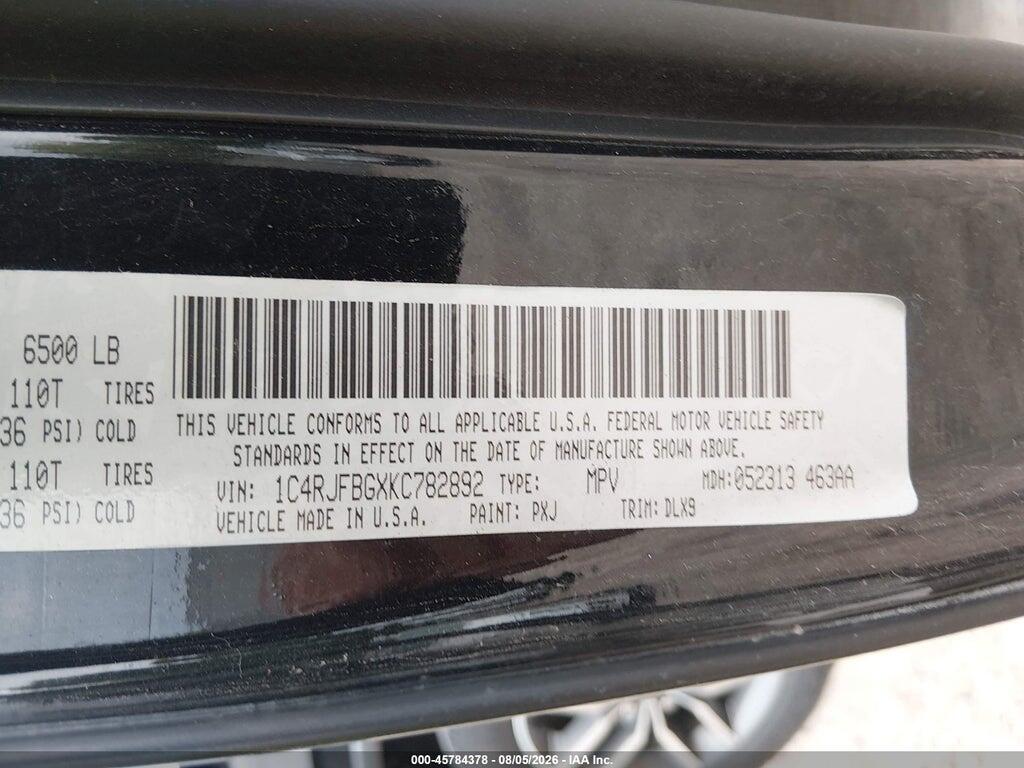 1C4RJFBGXKC782892 2019 JEEP GRAND CHEROKEE photo no. 9