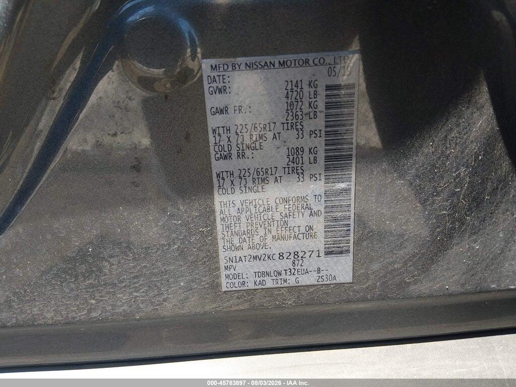 5N1AT2MV2KC828271 2019 NISSAN ROGUE photo no. 9