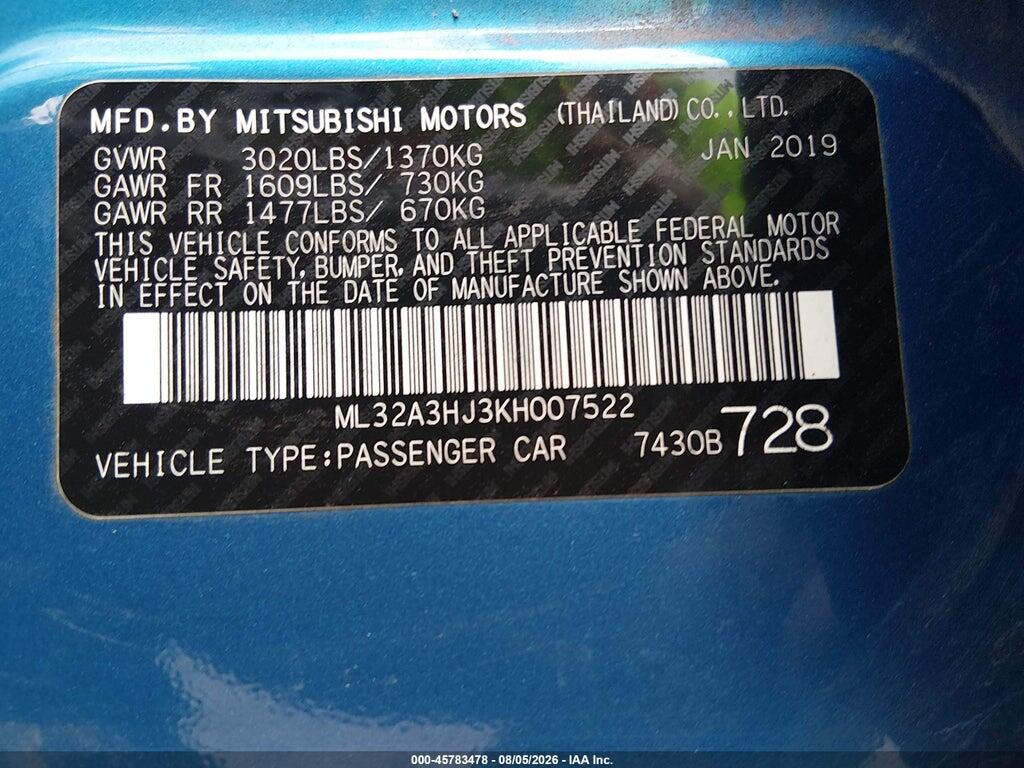 ML32A3HJ3KH007522 2019 MITSUBISHI MIRAGE photo no. 9