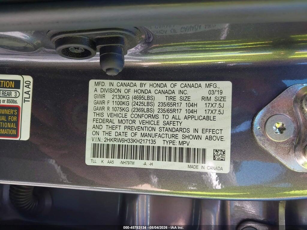 2HKRW6H33KH217135 2019 HONDA CR-V photo no. 9