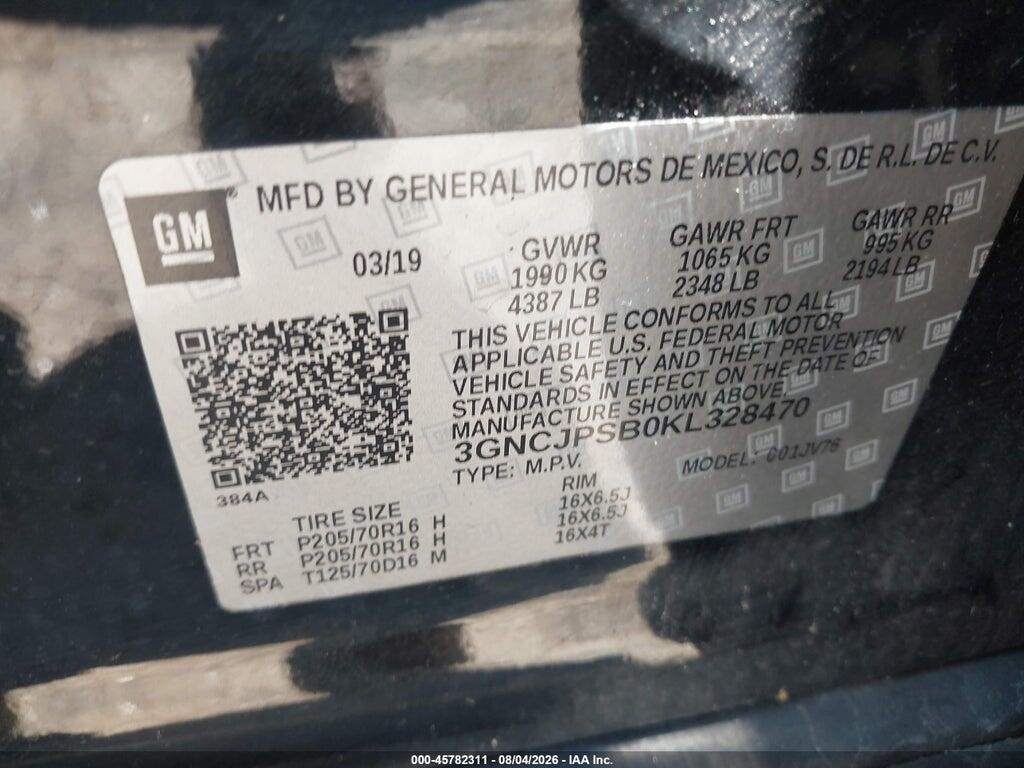 3GNCJPSB0KL328470 2019 CHEVROLET TRAX photo no. 9