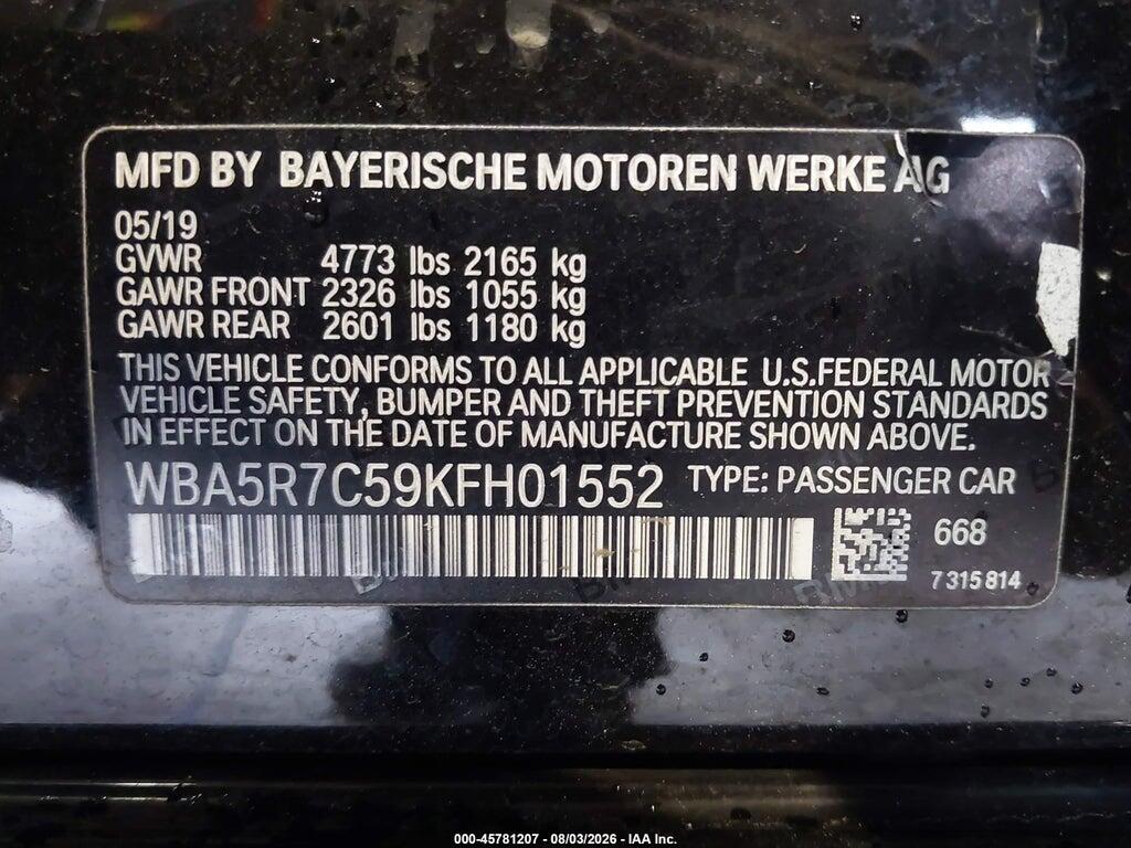 WBA5R7C59KFH01552 2019 BMW 330I photo no. 9