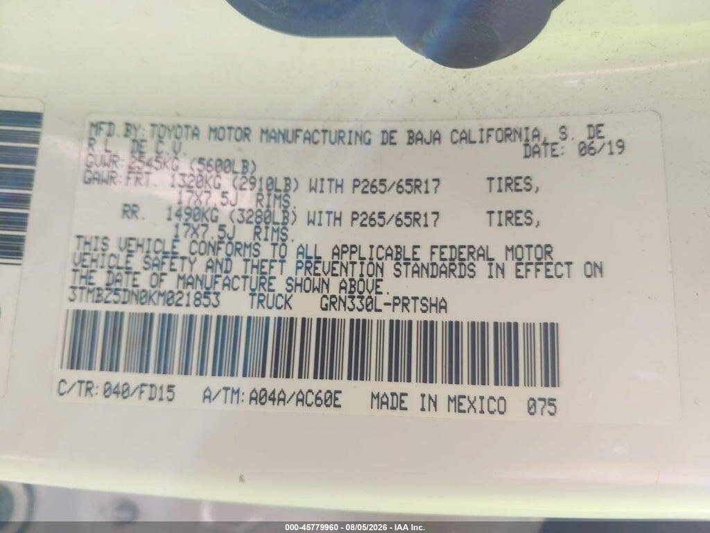 3TMBZ5DN0KM021853 2019 TOYOTA TACOMA photo no. 9
