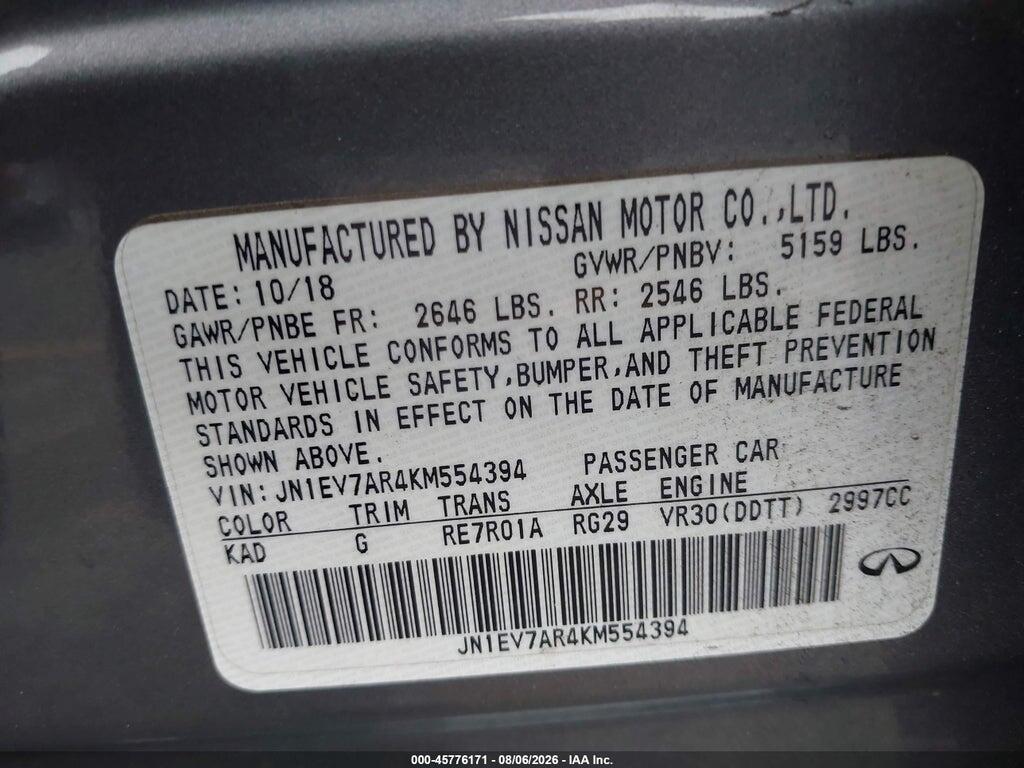 JN1EV7AR4KM554394 2019 INFINITI Q50 photo no. 9