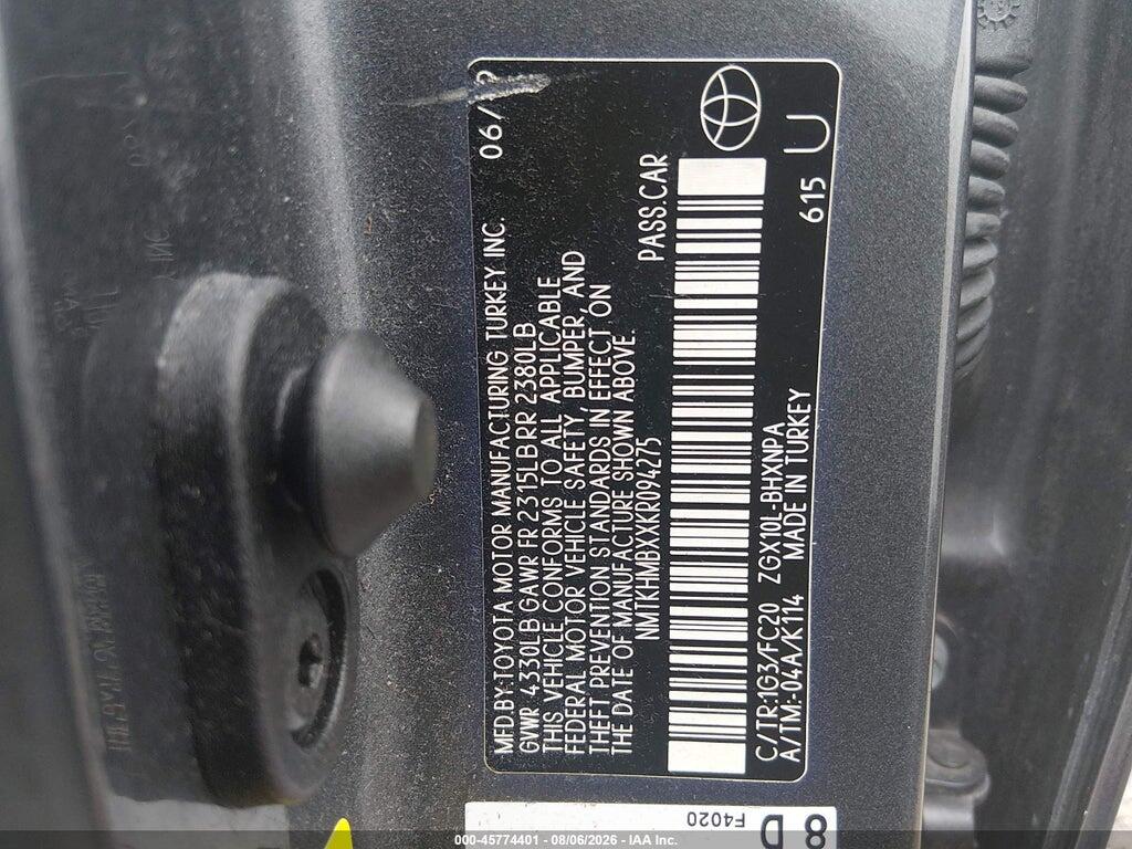 NMTKHMBXXKR094275 2019 TOYOTA C-HR photo no. 9
