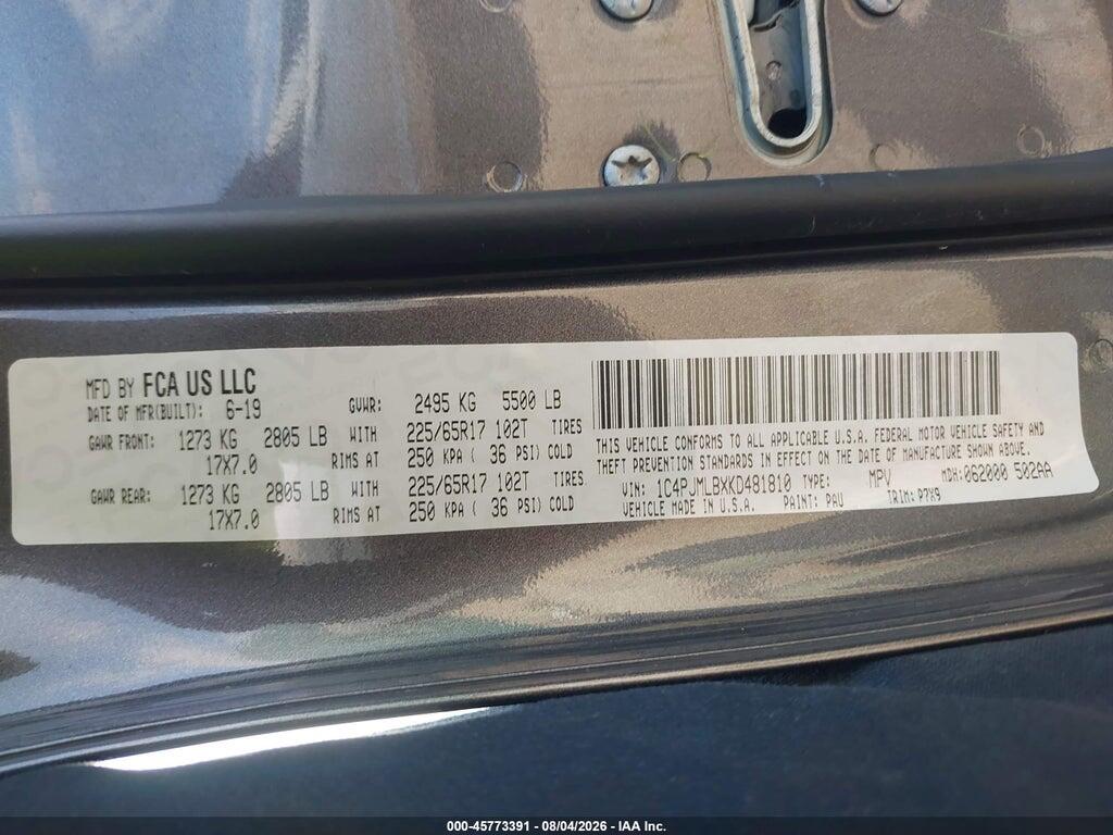 1C4PJMLBXKD481810 2019 JEEP CHEROKEE photo no. 9
