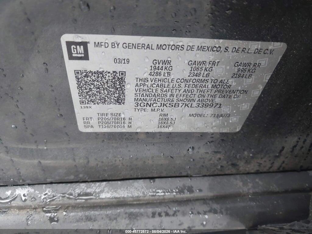 3GNCJKSB7KL339971 2019 CHEVROLET TRAX photo no. 9