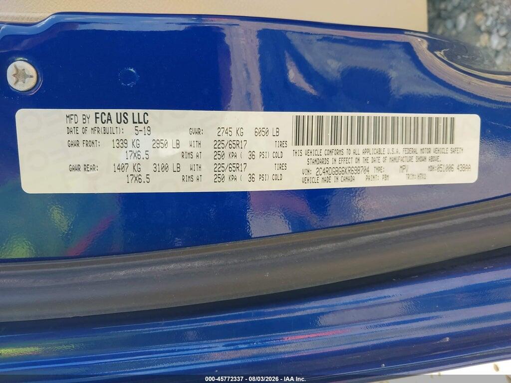 2C4RDGBG6KR698704 2019 DODGE GRAND CARAVAN photo no. 9
