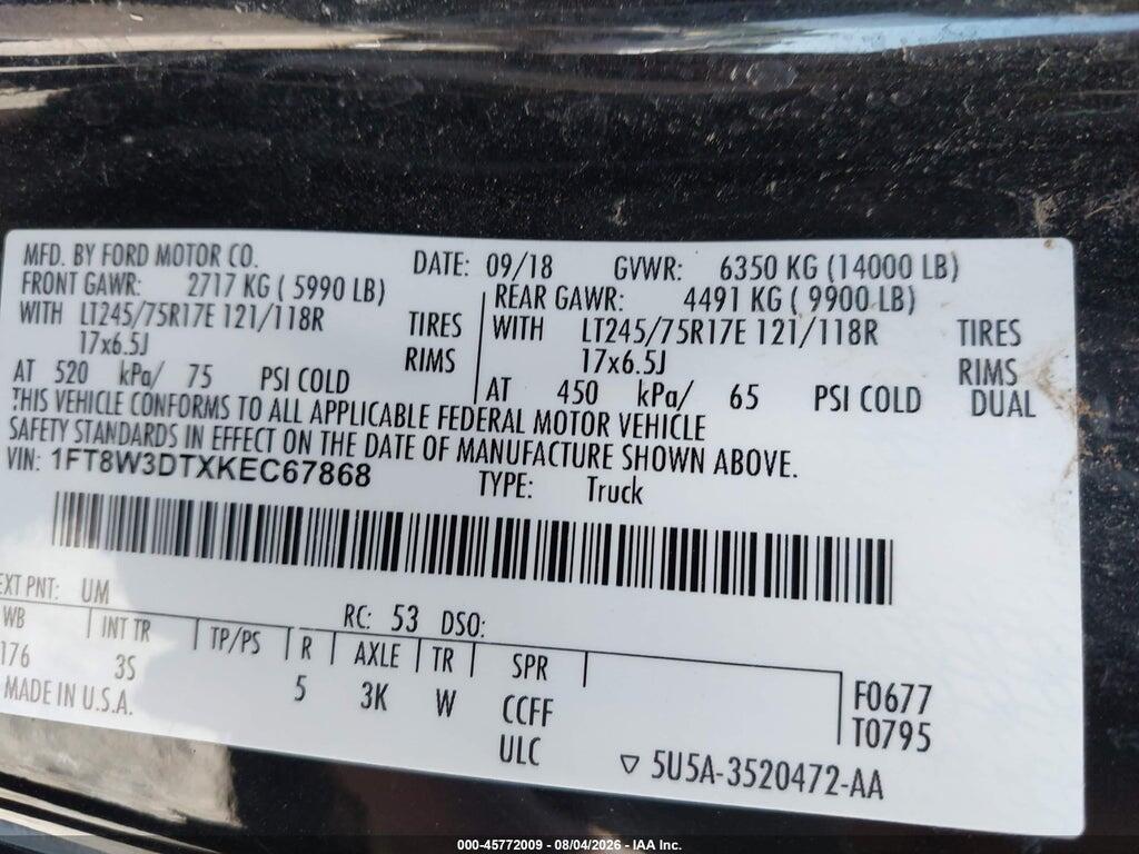 1FT8W3DTXKEC67868 2019 FORD F-350 photo no. 8