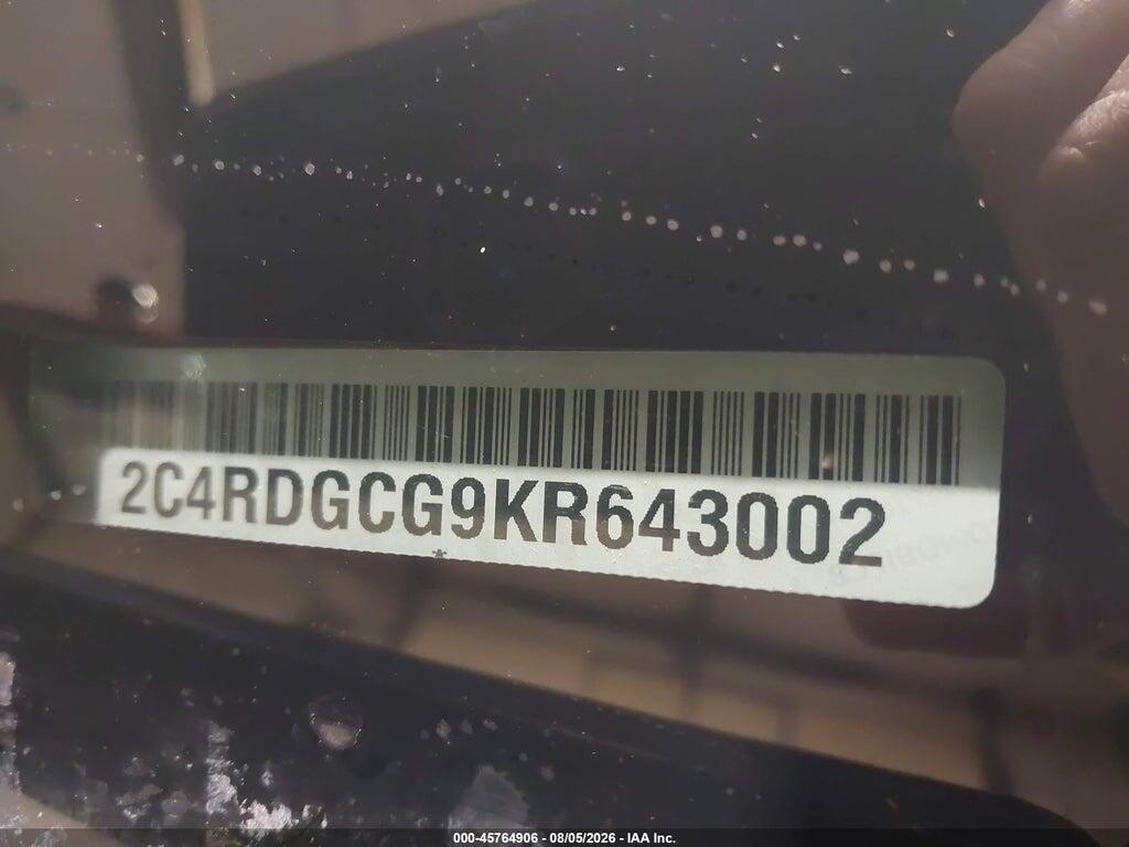 2C4RDGCG9KR643002 2019 DODGE GRAND CARAVAN photo no. 9