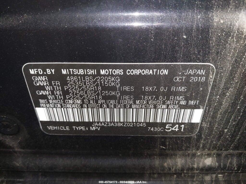 JA4AZ3A38KZ021045 2019 MITSUBISHI OUTLANDER photo no. 9