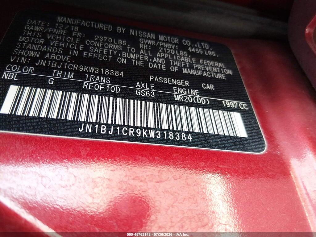 JN1BJ1CR9KW318384 2019 NISSAN ROGUE SPORT photo no. 9