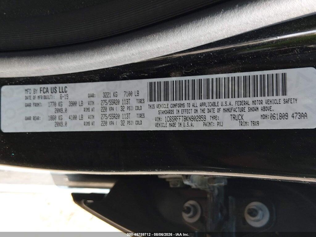 1C6SRFFT8KN902959 2019 RAM 1500 photo no. 9