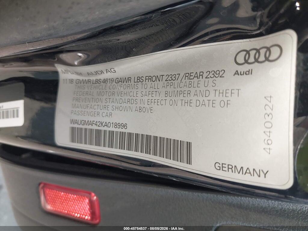 WAUGMAF42KA018996 2019 AUDI A4 photo no. 9