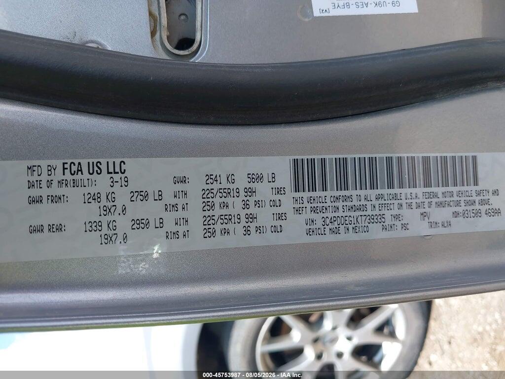 3C4PDDEG1KT739335 2019 DODGE JOURNEY photo no. 9