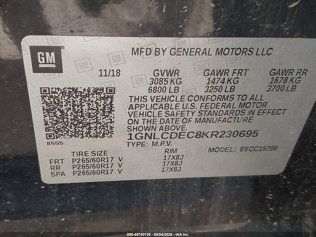 1GNLCDEC8KR230695 2019 CHEVROLET TAHOE photo no. 9