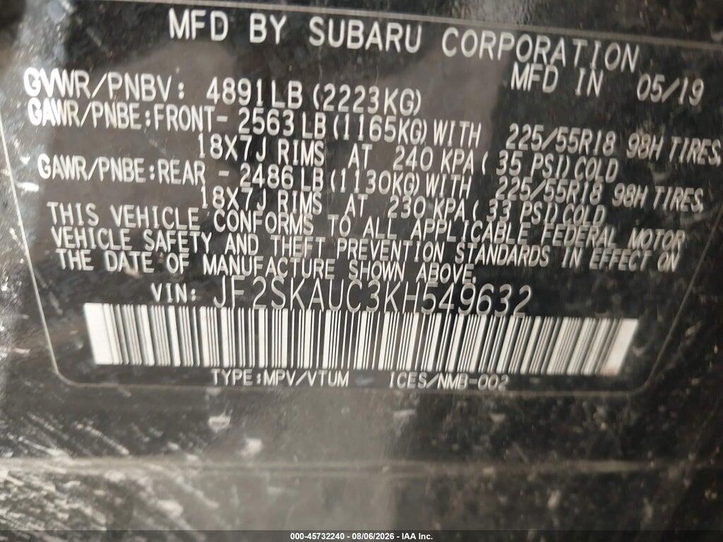 JF2SKAUC3KH549632 2019 SUBARU FORESTER photo no. 9