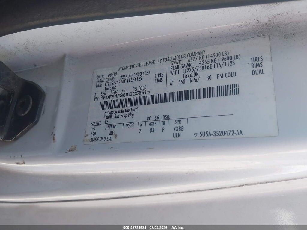 1FDFE4FS6KDC56615 2019 FORD E-450 CUTAWAY photo no. 8