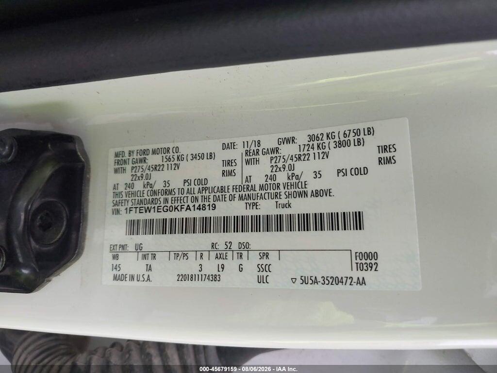 1FTEW1EG0KFA14819 2019 FORD F-150 photo no. 9
