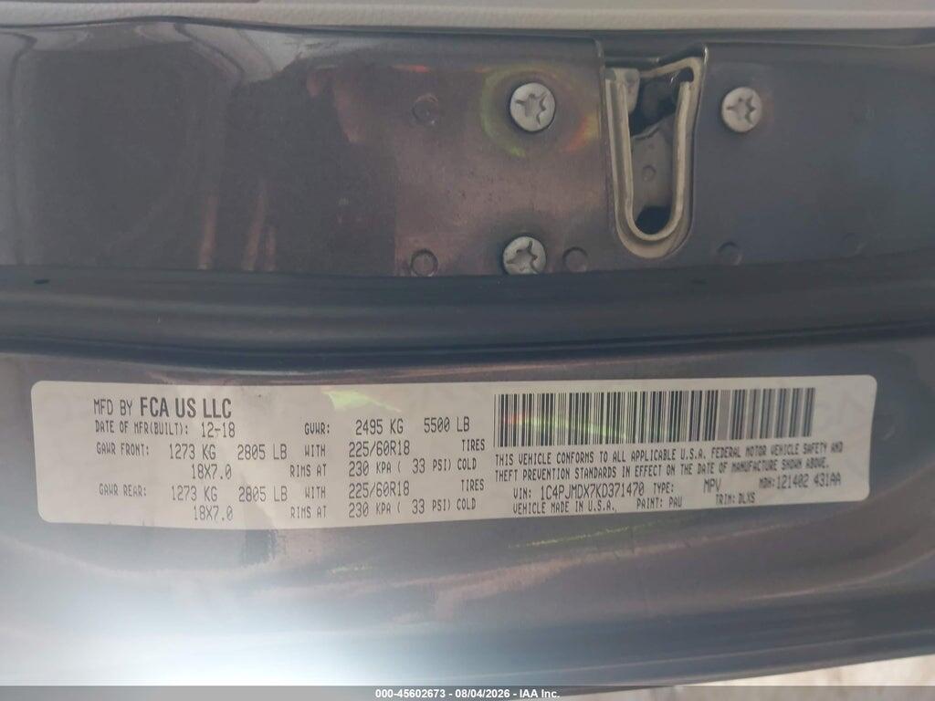 1C4PJMDX7KD371470 2019 JEEP CHEROKEE photo no. 9