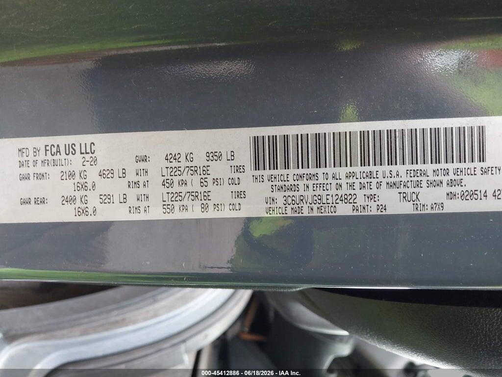 3C6URVJG9LE124822 2020 RAM PROMASTER 3500 photo no. 9