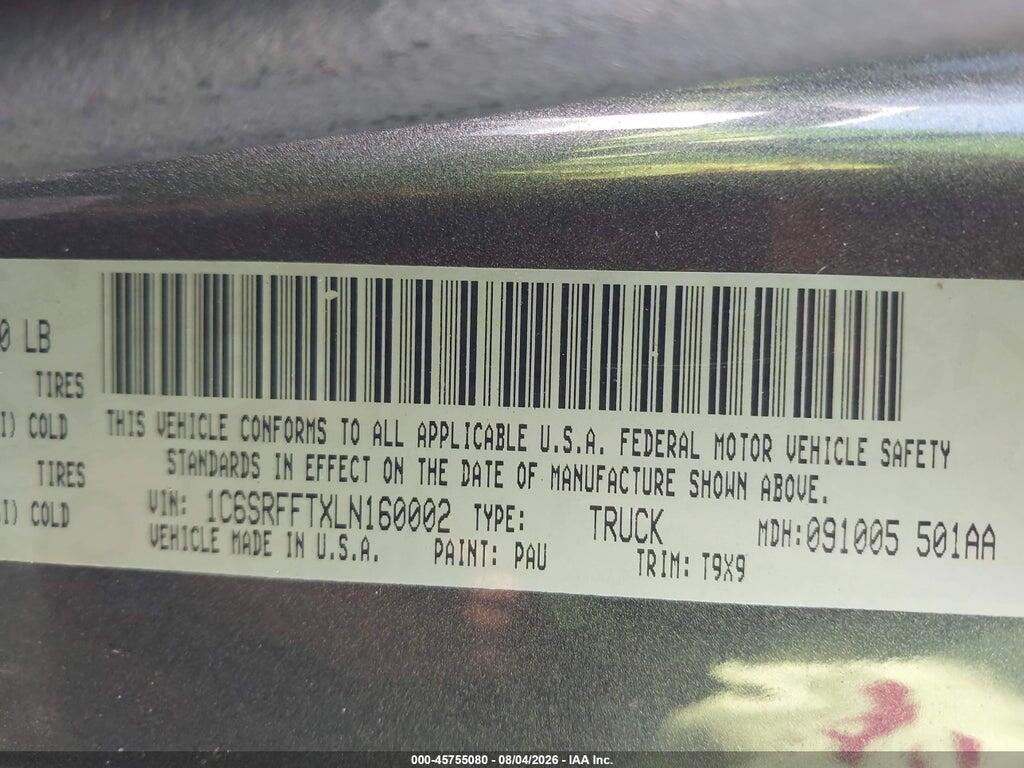 1C6SRFFTXLN160002 2020 RAM 1500 photo no. 9