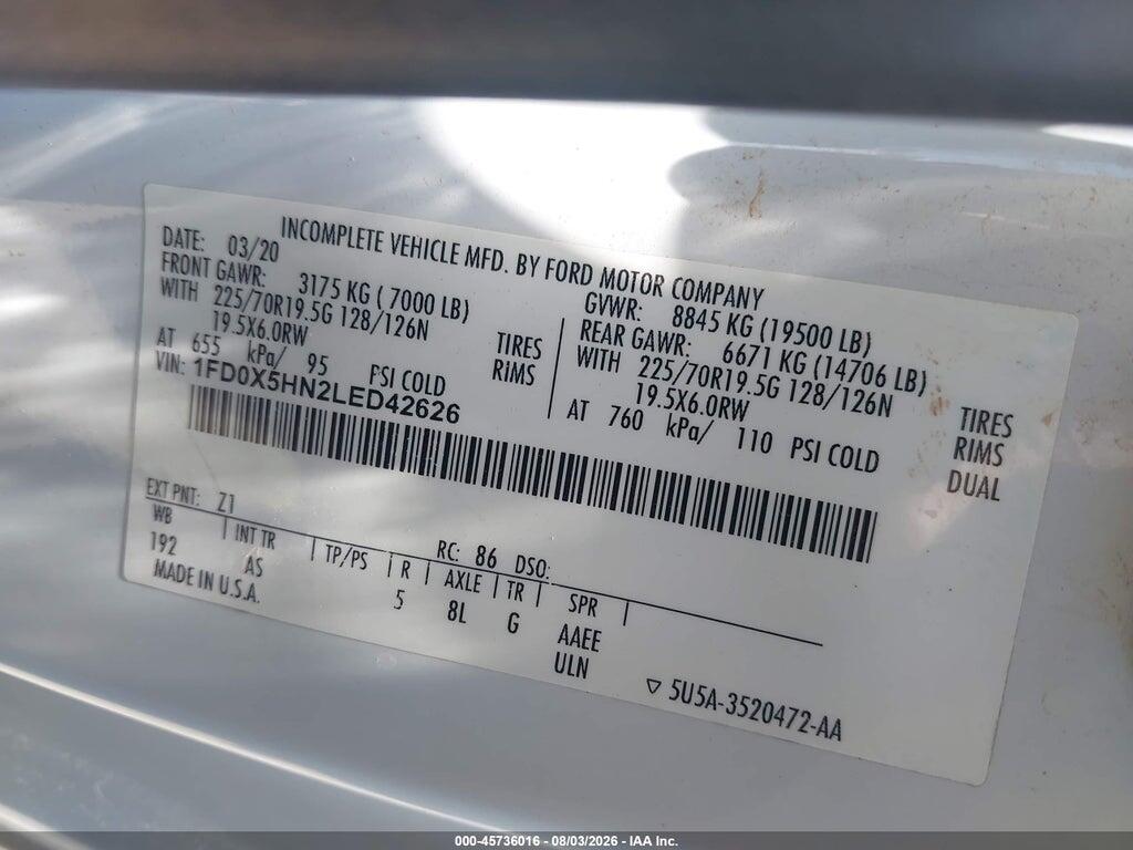 1FD0X5HN2LED42626 2020 FORD F-550 CHASSIS photo no. 8