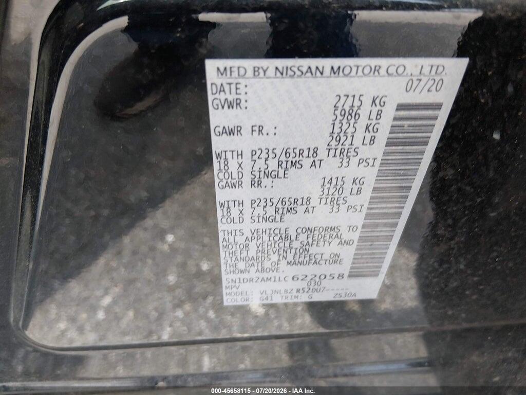 5N1DR2AM1LC622058 2020 NISSAN PATHFINDER photo no. 9