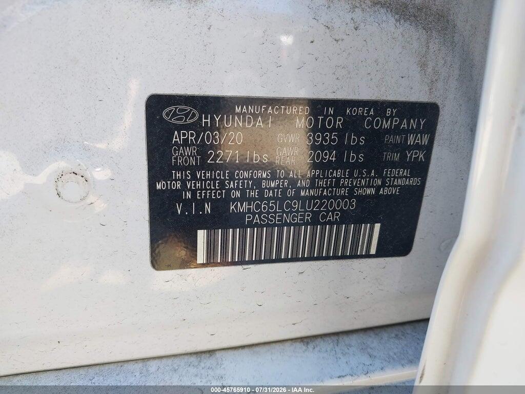 KMHC65LC9LU220003 2020 HYUNDAI IONIQ HYBRID photo no. 9