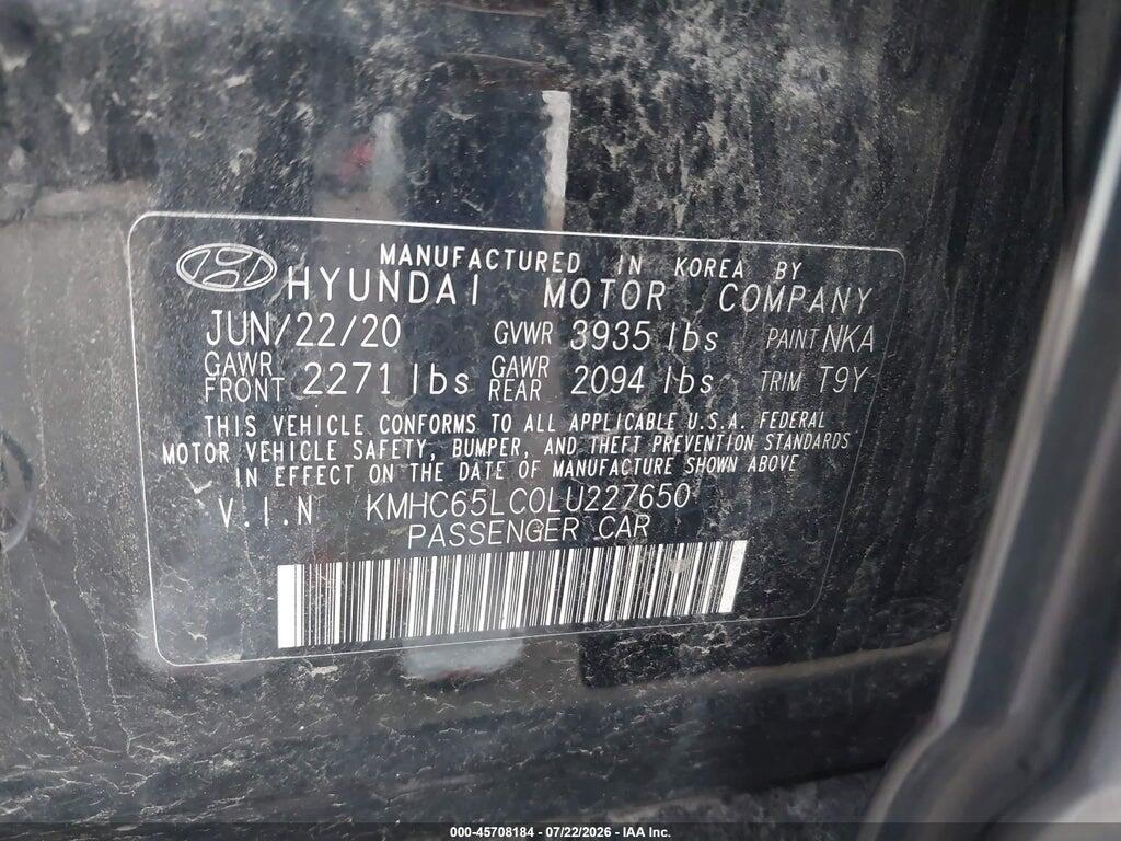KMHC65LC0LU227650 2020 HYUNDAI IONIQ HYBRID photo no. 9