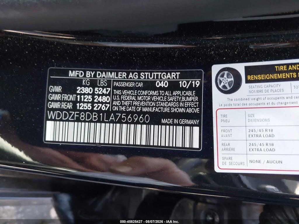 WDDZF8DB1LA756960 2020 MERCEDES-BENZ E 350 photo no. 9