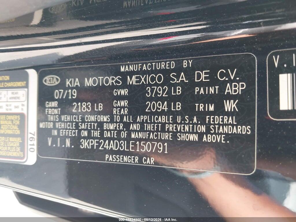 3KPF24AD3LE150791 2020 KIA FORTE photo no. 9