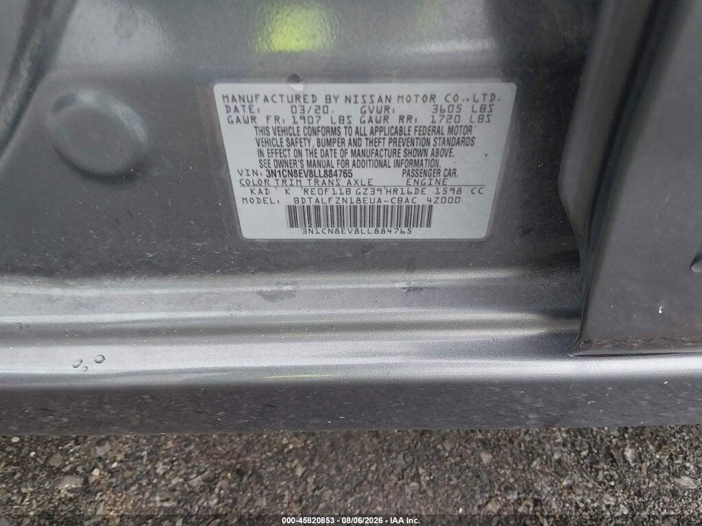 3N1CN8EV8LL884765 2020 NISSAN VERSA photo no. 9