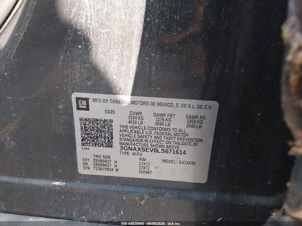 3GNAXSEV6LS671614 2020 CHEVROLET EQUINOX photo no. 9