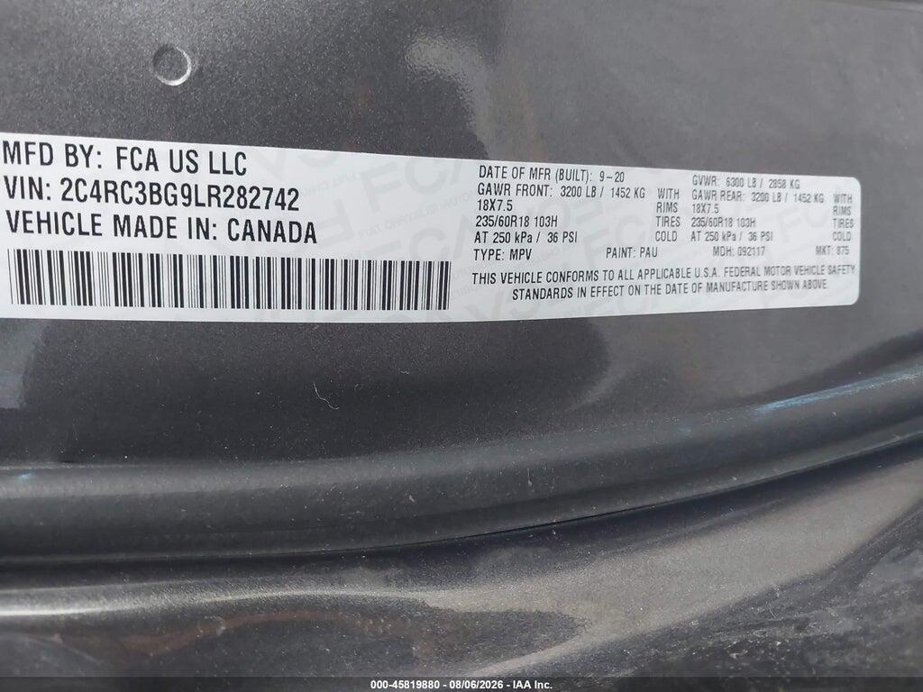 2C4RC3BG9LR282742 2020 CHRYSLER PACIFICA photo no. 9