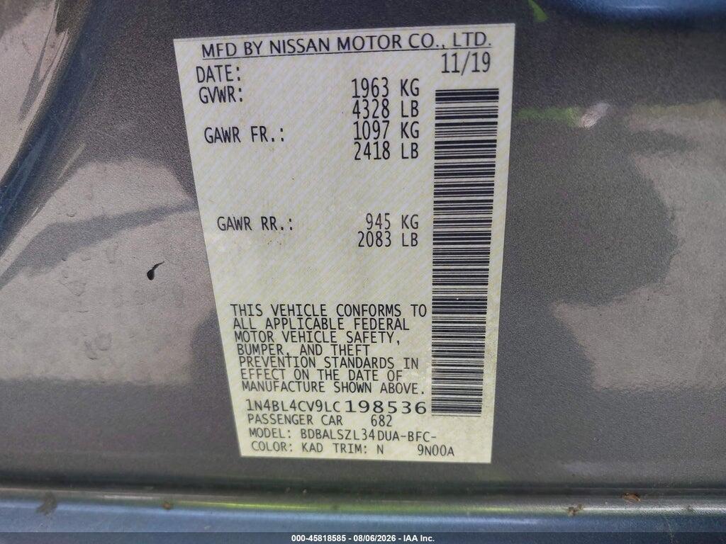 1N4BL4CV9LC198536 2020 NISSAN ALTIMA photo no. 9
