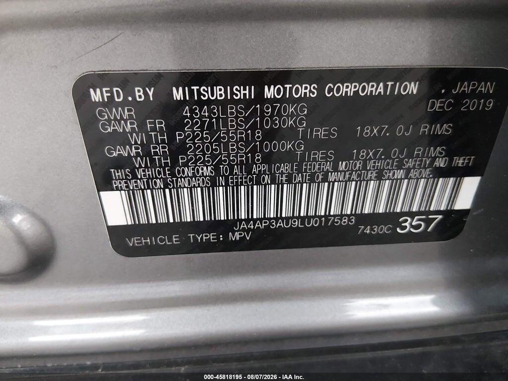 JA4AP3AU9LU017583 2020 MITSUBISHI OUTLANDER SPORT photo no. 9