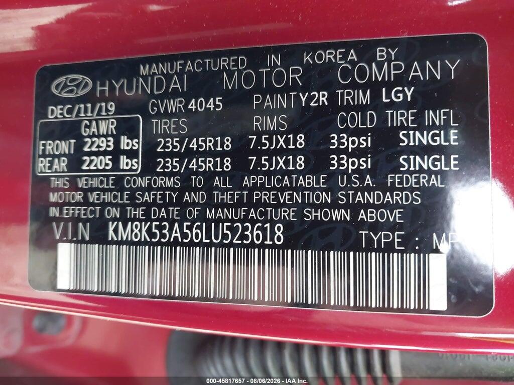 KM8K53A56LU523618 2020 HYUNDAI KONA photo no. 9